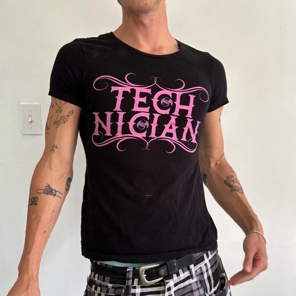 Vintage Y2K Fitted Baby Doll Tech Nine Tattoo Graphic Tee